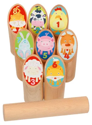 Produktbild von goki Wikinger Tier Kubb, im Baumwollbeutel