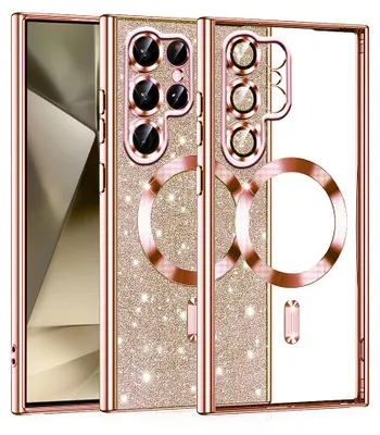 Produktbild von Techsuit Luxury Glitter Back Cover Hülle mit MagSafe für Samsung Galaxy S22 Ultra - Roségold