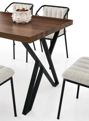 Produktbild von Esszimmer Essgruppe Essecke Holztisch Esstisch Stühle Set 7tlg Braun