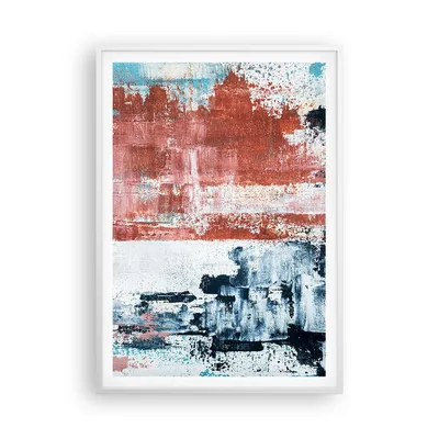 Produktbild von Gerahmtes Poster - Weißer Rahmen - Abstraktion Marine Rot - 70x100 cm - Wand Bild - Wanddeko - Wandbilder - Kunstposter - Wandposter - Bilderrahmen - Bilder - Kunstdruck - P2WPA70x100-4883