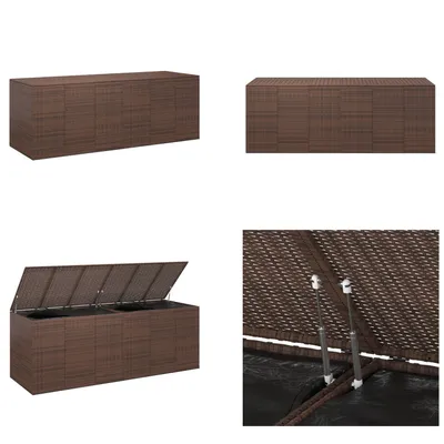 Produktbild von vidaXL Garten Kissenbox PE Rattan 291x100,5x104 cm Braun - Kissenbox - Kissenboxen - PE-Rattan-Kissenbox - Aufbewahrungsbox