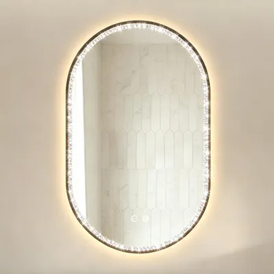Produktbild von 50×80 cm ovaler Badezimmerspiegel mit LED-Beleuchtung, Antibeschlagfunktion, 3 einstellbaren Farbtemperaturen und einstellbarer Helligkeit