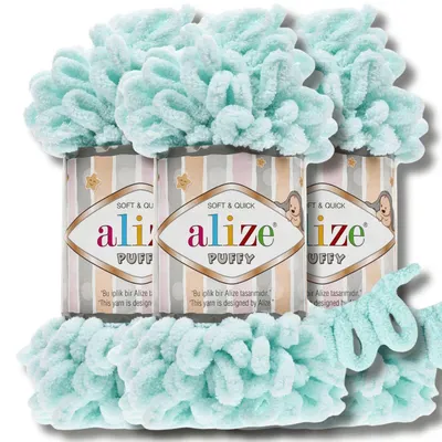 Obrázok produktu pre Alize 3x 100g, nadýchaná priadza, jednotná farba, vhodná na háčkovanie a pletenie (farba: svetlozelená - 15)