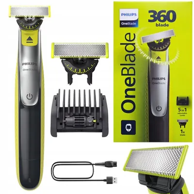 Produktbild von Philips OneBlade doppelseitiger wasserdichter Rasierer mit 5-in-1-Aufsatz für