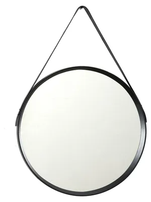Produktbild von Runder Wandspiegel Soho Barber - mit Aufhangeschlaufe - schwarz - Kunststoff/Glas - Dia 50cm