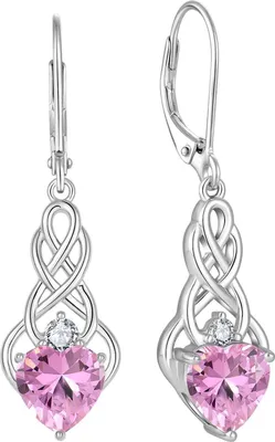 Image de Infini Boucles d'oreilles Nœud celtique 925 Argent Rose Tourmaline