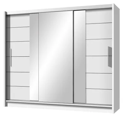 Produktbild von Masseno Schiebetürenschrank KAYLE 250/215/61 cm 3-türig mit Spiegel Weiß
