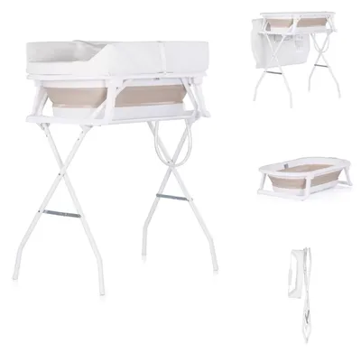 Obrázek produktu pro Dětská vanička Chipolino, přebalovací pult 2 v 1 Sonata, skládací stojan, teploměr, nosnost 11 kg, béžová