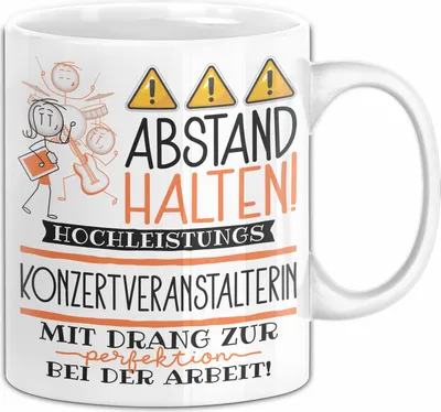 Produktbild von Konzertveranstalterin Tasse Geschenk Lustig Abstand Halten Hochleistungs-Konzertveranstalterin Mit Drang Zur Perfektion Bei Der Arbeit (Weiß)