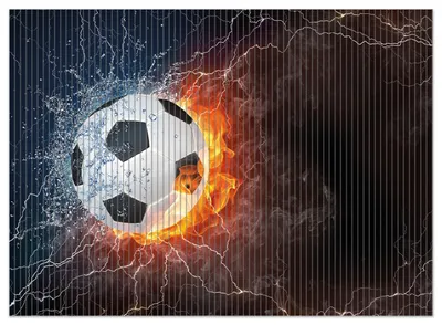 Produktbild von Wallario Duschmatte Antirutschmatte Badmatte Fußmatte Fußball - Feuer und Wasser, Größe ca. 90 x 65 cm