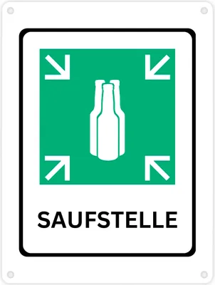 Produktbild von Bier Metallschild in 15x20 cm mit Spruch - SAUFSTELLE