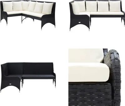 Produktbild von vidaXL Garten Ecksofa 2 tlg. Poly Rattan Schwarz - Gartensofa - Gartensofas - Sofa - Sofas