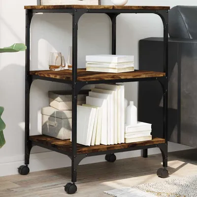 Produktbild von vidaXL Stojan na tiskárny 3 police kouřový dub 50x41x75 cm materiál na bázi dřeva