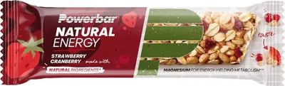 A product shot of a Powerbar Natural Energy bar, showing its packaging and the bar itself.