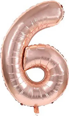 Obrázok produktu pre Fóliový balón číslo 6, cca 40 cm, ružovo zlatý, na plnenie vzduchom