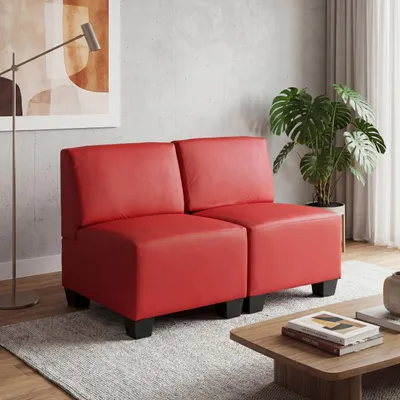 Produktbild von Modular 2-Sitzer Sofa Couch Lyon, Kunstleder  rot, ohne Armlehnen