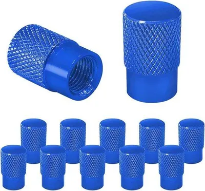 Image de Bouchons de valve en aluminium pour voiture et moto (bleu, lot de 12)