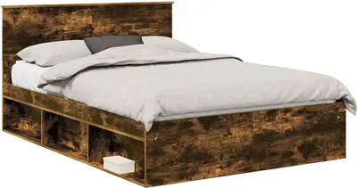 Image de Cadre de lit Chêne fumé 140 x 200 cm Bois d'ingénierie