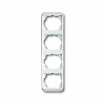 A white frame with four openings for electrical outlets, arranged vertically.