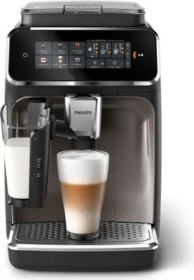 Produktbild von Philips Kaffeevollautomat Serie 3300, 5 Kaffeeeinstellungen, LatteGo-Milchsystem, Touch-Display, schwarz (EP3347/90)