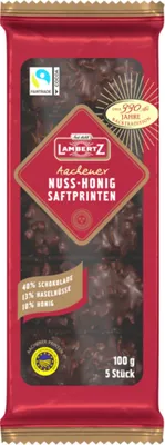 Obrázek produktu pro Lambertz Aachener Nuss Honig Saftprinten hořká čokoláda 100g
