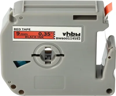 Produktbild von vhbw Schriftband-Kassette kompatibel mit Brother PT PT-90, PT-85, PT-80SCCP, PT-80, PT-M95 Etiketten-Drucker 8m x 9mm Schwarz auf Rot