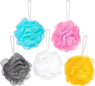 Produktbild von BRUBAKER Cosmetics - 5x Premium Peeling- oder Massage Schwamm Badeschwamm Duschschwamm mit Aufhänger - Farbmix