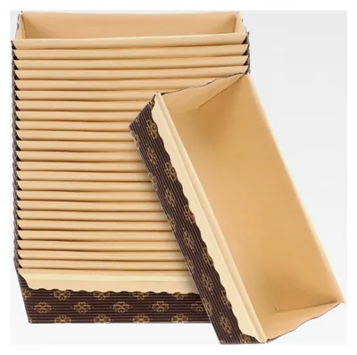 Produktbild von 25 Stück Rechteckige Einweg-Papierbackformen für Kuchen, Muffins und Desserts