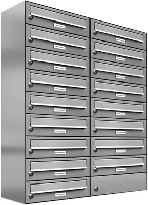 Produktbild von 17er V2A Edelstahl Wandbriefkasten Anlage 17 Fach Briefkasten Postkasten