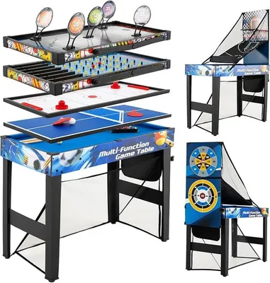 Image de Table de jeux multifonctionnelle avec billard, hockey sur glace, tennis de table, basketball, football, hockey, fléchettes, tir à l'arc et flipper. Table de jeux pour adultes et enfants à partir de 8 ans