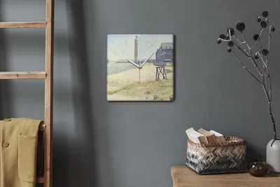 Produktbild von Coloray Hodiny Unikátní 30x30 cm  Tiché hodiny Pro obývací pokoj a kuchyň Nástěnné hodiny Plátno Bílé ručičky hodin - Voda s majákem