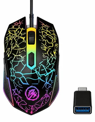 Immagine prodotto di Mouse da gaming cablata con illuminazione RGB, design ergonomico, 6 tasti, rotellina antiscivolo