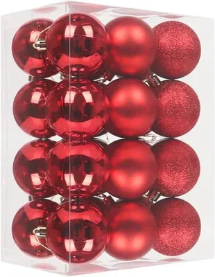 24 Weihnachtskugeln, matt/glitzernd/glänzend, 3 cm, bruchsicher