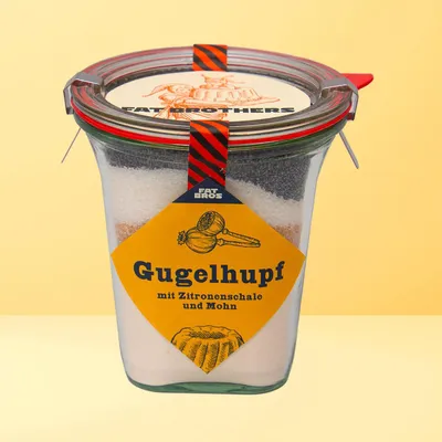 Produktbild von Gugelhupf mit Mohn und Zitronenschale Backmischung im Weck-Glas