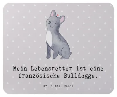 Produktbild von Mr. & Mrs. Panda Mauspad Französische Bulldogge Lebensretter - Grau Pastell - Geschenk, mausteppich, Mouse Pad, mousematte, pc mousepad