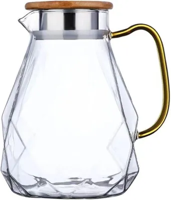 Produktbild von Glasskanne aus Borosilikat mit Holzdeckel 2,2 l Kanne