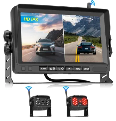Obrázok produktu pre Zadná parkovacia kamera – 7 palcový bezdrôtový digitálny monitor – displej IPS – vodotesnosť IP68 – nočné videnie