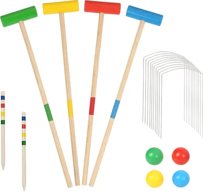 Produktbild von Clanmacy Krocket-Set Spiel, Crocket für 4 Spieler Kinder Erwachsene Outdoor Krocketspiel Garten Spielspaß