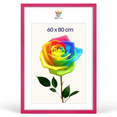 Produktbild von MG Design Bilderrahmen Rosa 60x80 cm - Posterrahmen Echtholz mit Acrylglas, verstärkte Wandaufhängung, hoch/quer