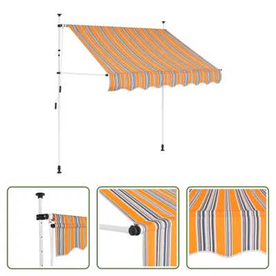 Immagine prodotto di The Living Store Tenda da sole retrattile a mano 150 cm a righe giallo/blu