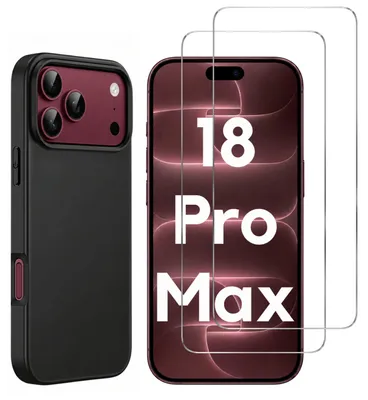 Produktbild von Hülle Schwarz für iPhone 18 PRO MAX mit 2 Displayschutzfolien aus Hartglas Phonillico®