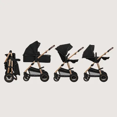 Produktbild von Lionelo Amber Kinderwagen 2 in 1 Kombikinderwagen, Set mit sportlichen Sitz, Fester Babywanne, Tasche, Moskitonetz, Abdeckung Regenblatt - Black Onyx