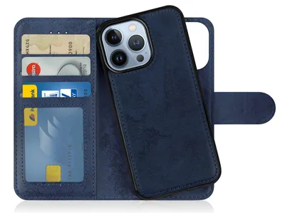 Produktbild von MyGadget Flip Case Handyhülle für Apple iPhone 14 Pro - Magnetische Hülle aus Kunstleder Klapphülle - Kartenfach Schutzhülle in Dunkelblau