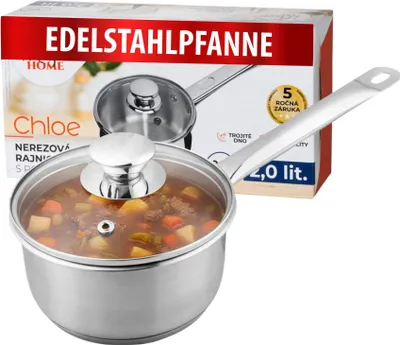 Produktbild von Stielkasserolle MagicHome Chloe, 18 cm, 2 Lit., mit Glasdeckel, Edelstahl