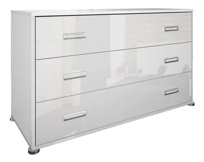 Produktbild von Kommode Weiß Hochglanz – 3 Schubladen – Modern – 130x50x75 cm – Stauraum für Flur Wohnzimmer Schlafzimmer