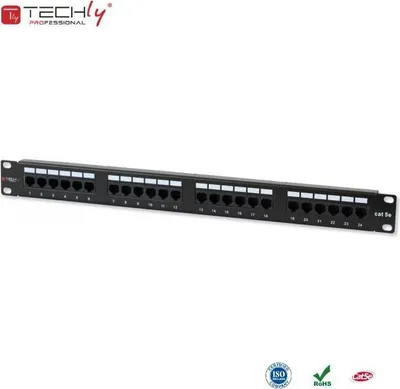 Obrázek produktu pro Techly 24 x RJ45 Cat.5E, IEEE 802.3, IEEE 802.3ab, IEEE 802.3u, 10/100/1000Base-T(X), Fast Ethernet, Gigabit Ethernet, 1000 Mbit/s, RJ-45, Zlato