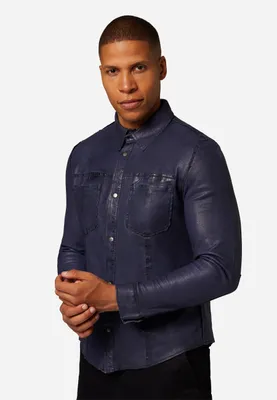 Immagine prodotto di Camicia in pelle Reverse Shirt Roberto 2in1 agnello nappa – Blu / L