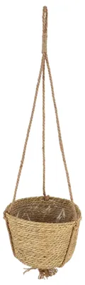 Obrázek produktu pro Esschert Design | Závěsný květináč – květináč – 13 x 20 cm – béžový – boho – juta – přírodní materiál – závěsný květináč – dekorativní