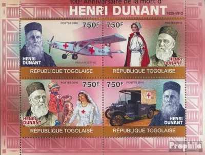 Produktbild von Briefmarken Togo 2010 Mi 3514-3517 Kleinbogen (kompl. Ausgabe) postfrisch Henri Dunant, Rotes Kreuz