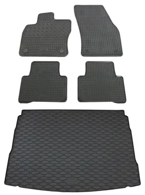 Rigum Gummi Fußmatten + Kofferraumwanne im Set für VW Tiguan 2, schwarz